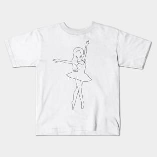 Line Art Ballerina Silhouette Kids T-Shirt